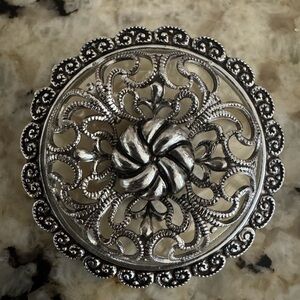 Vintage W‎ .German Silver Filigree Scarf Clip
